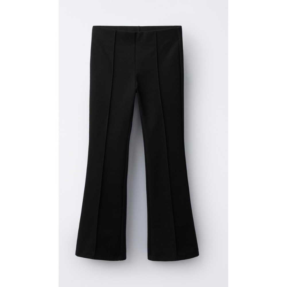 Zara Women's Large Black Ponte Flare Leggings High Rise